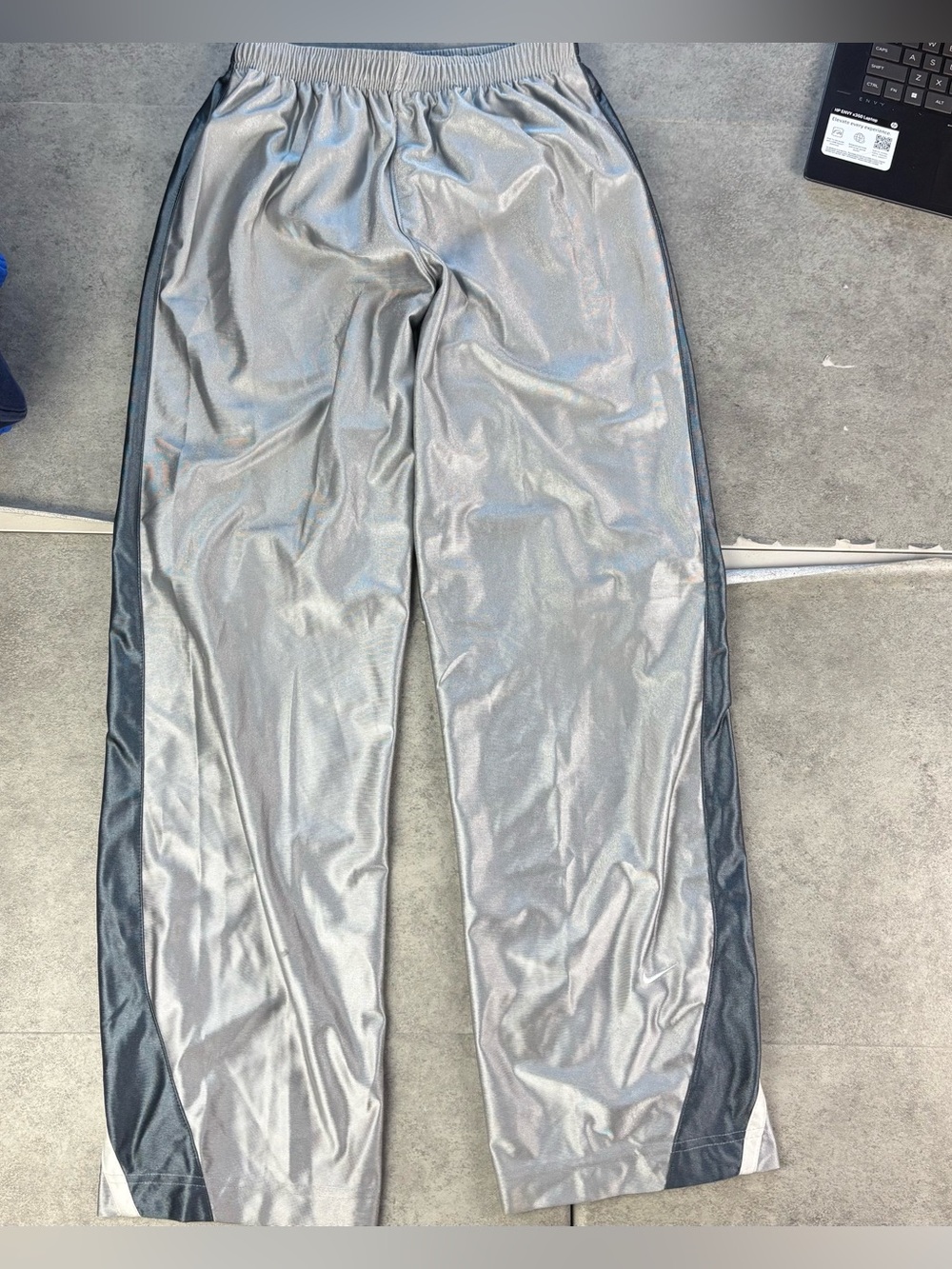 Y2k silver tag silver nike track pants